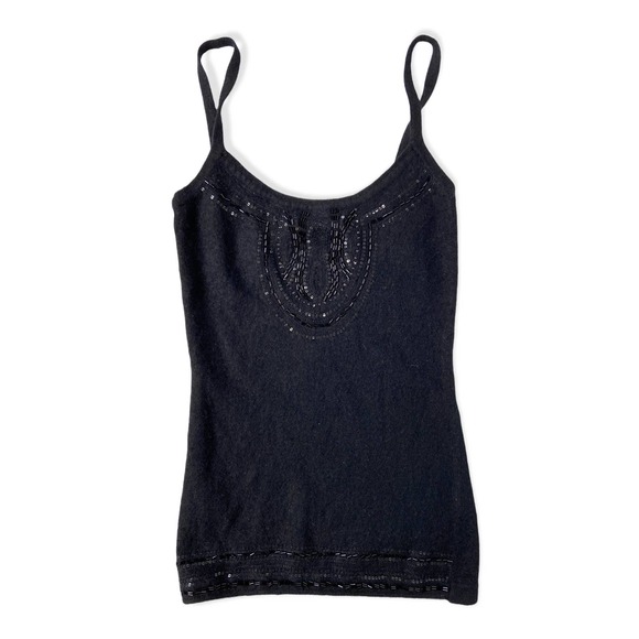 To the Max Tops - Beaded Black Sweater Tank